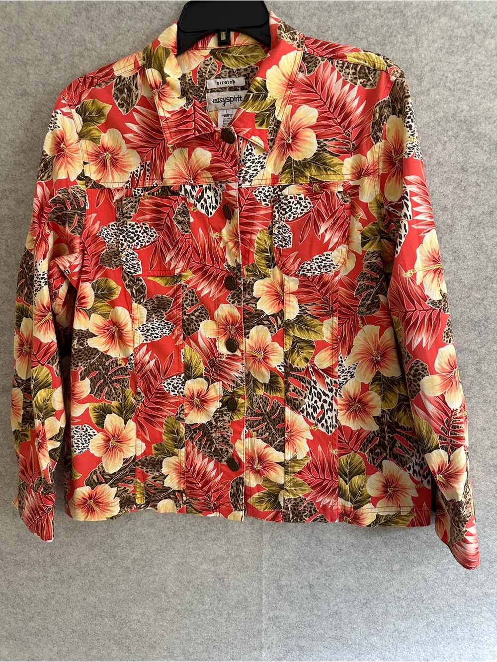 Easy Spirit Orange Floral Stretch Jacket